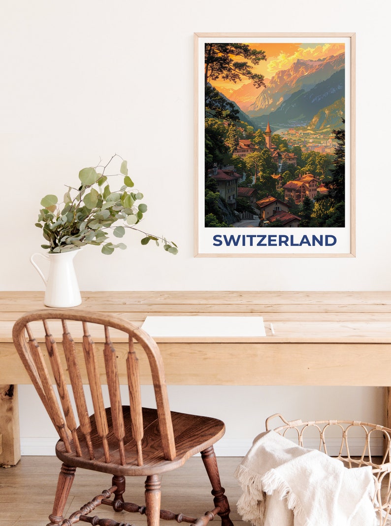 Switzerland Poster, Switzerland Print, Swiss Village Poster, Lucerne Poster, Switzerland Travel Poster, Lucerne Art, Europe Poster