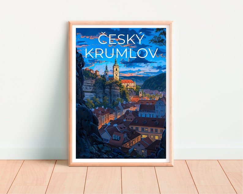 Cesky Krumlov Travel Poster, Czech Republic Wall Art, Czech Republic Print, Český Krumlov Poster, Czech Republic Bridge Poster