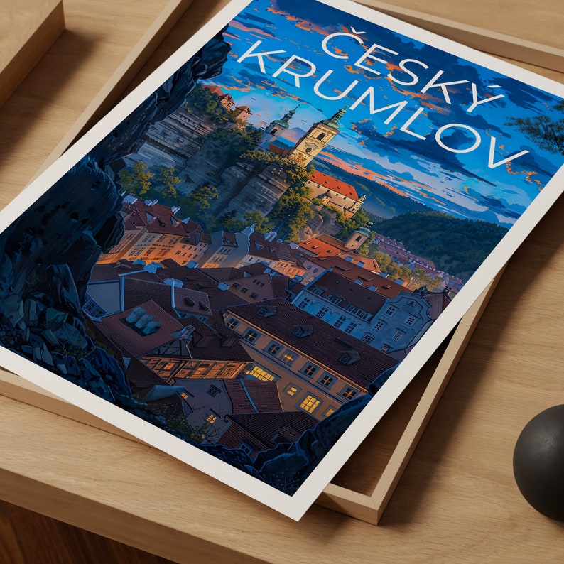 Cesky Krumlov Travel Poster, Czech Republic Wall Art, Czech Republic Print, Český Krumlov Poster, Czech Republic Bridge Poster