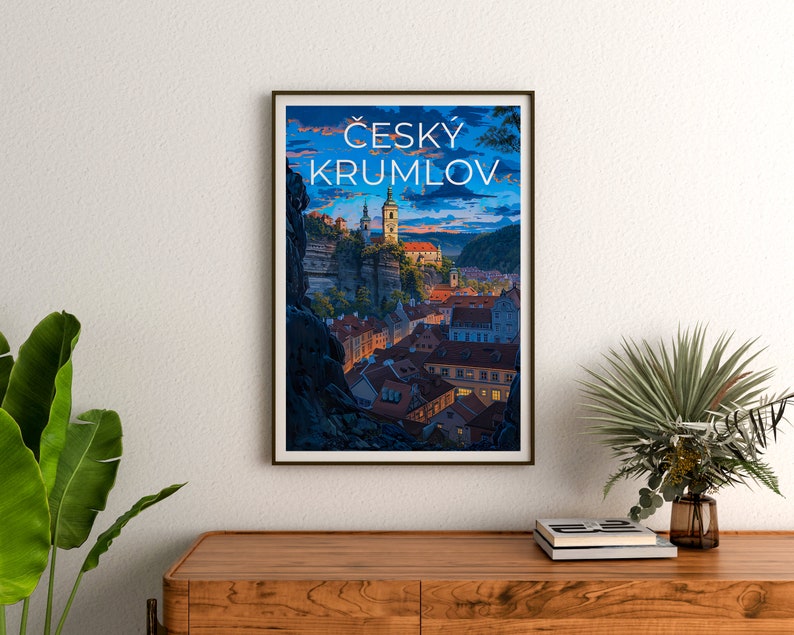 Cesky Krumlov Travel Poster, Czech Republic Wall Art, Czech Republic Print, Český Krumlov Poster, Czech Republic Bridge Poster
