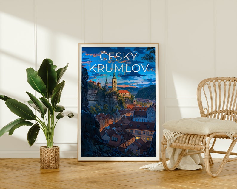 Cesky Krumlov Travel Poster, Czech Republic Wall Art, Czech Republic Print, Český Krumlov Poster, Czech Republic Bridge Poster