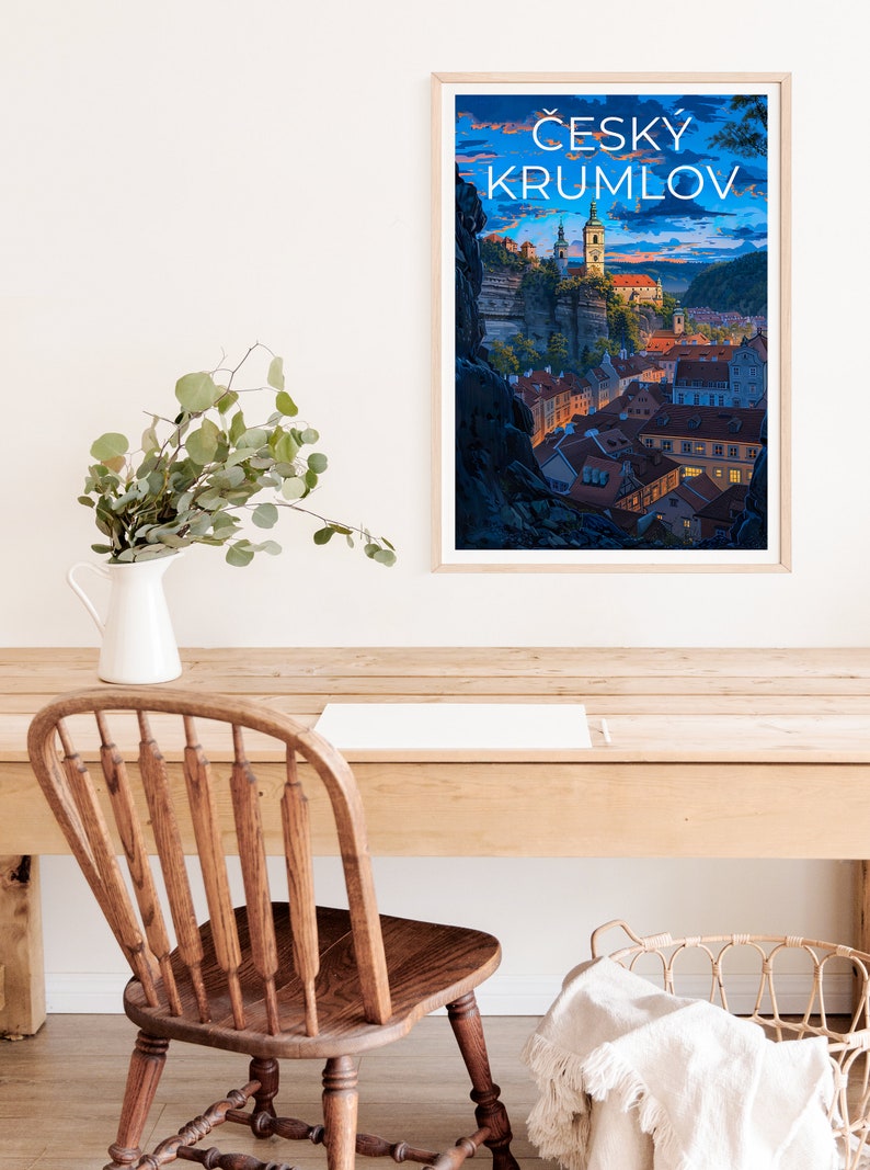 Cesky Krumlov Travel Poster, Czech Republic Wall Art, Czech Republic Print, Český Krumlov Poster, Czech Republic Bridge Poster