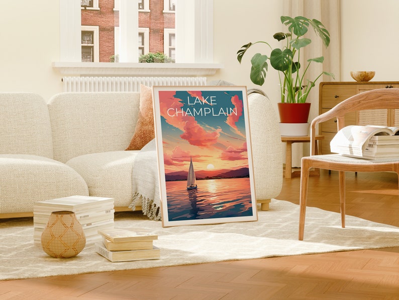 Lake Champlain Poster, New York Wall Art, Vermont Print, Quebec Poster, Lake Champlain Poster, Lake Poster, Lake Champlain Print