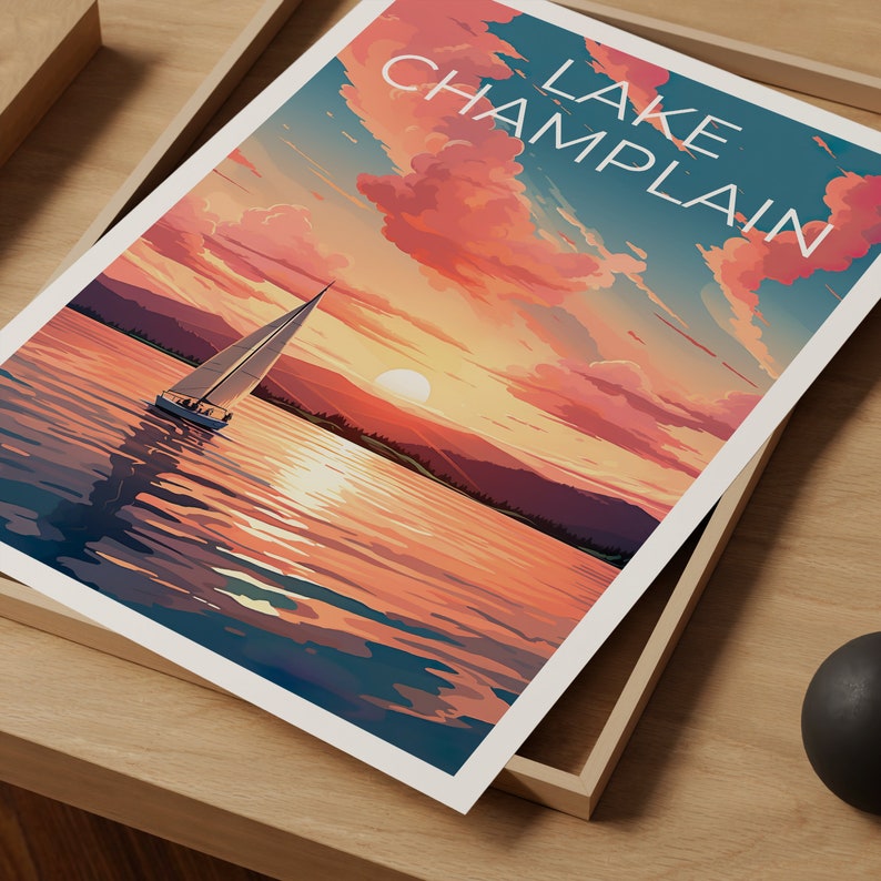 Lake Champlain Poster, New York Wall Art, Vermont Print, Quebec Poster, Lake Champlain Poster, Lake Poster, Lake Champlain Print