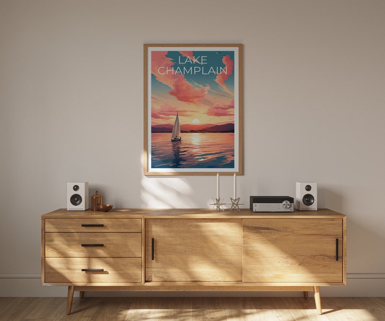 Lake Champlain Poster, New York Wall Art, Vermont Print, Quebec Poster, Lake Champlain Poster, Lake Poster, Lake Champlain Print