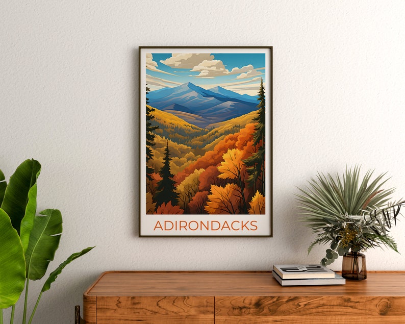 Adirondacks Travel Poster, New York Wall Art, New York Print, Adirondacks Poster, New York Poster, Nature Poster, Adirondacks Art