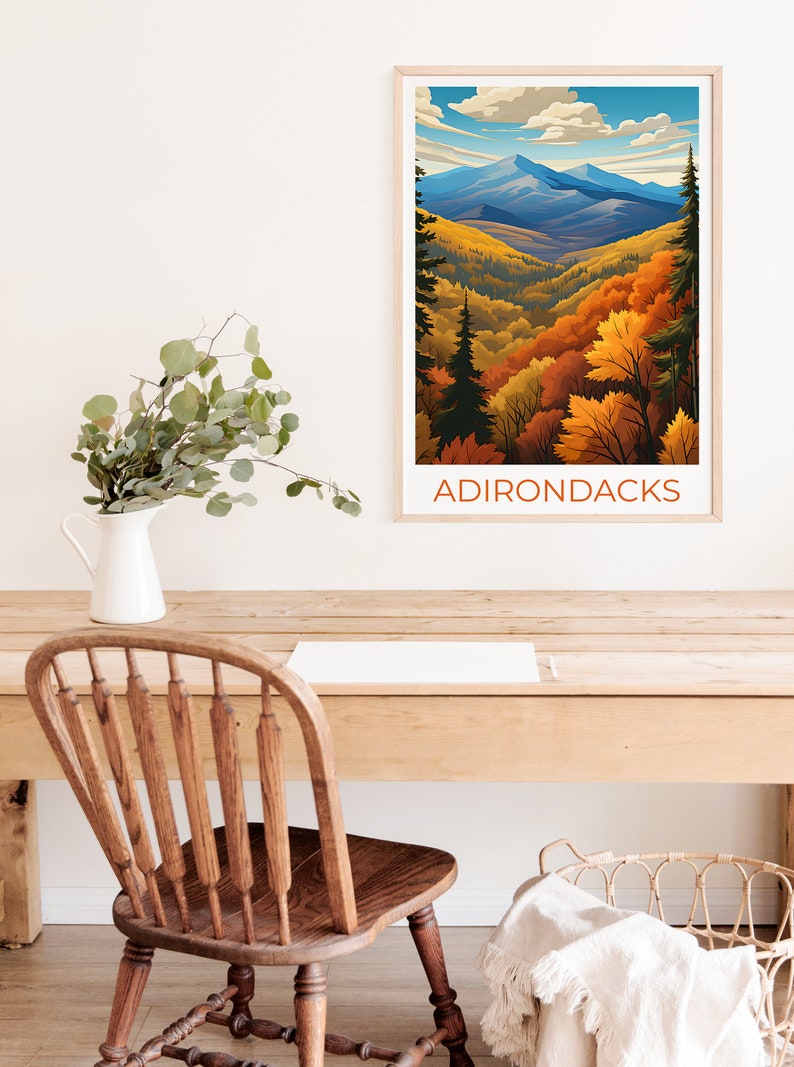 Adirondacks Travel Poster, New York Wall Art, New York Print, Adirondacks Poster, New York Poster, Nature Poster, Adirondacks Art