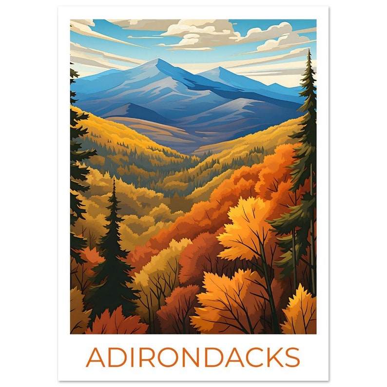 Adirondacks Travel Poster, New York Wall Art, New York Print, Adirondacks Poster, New York Poster, Nature Poster, Adirondacks Art