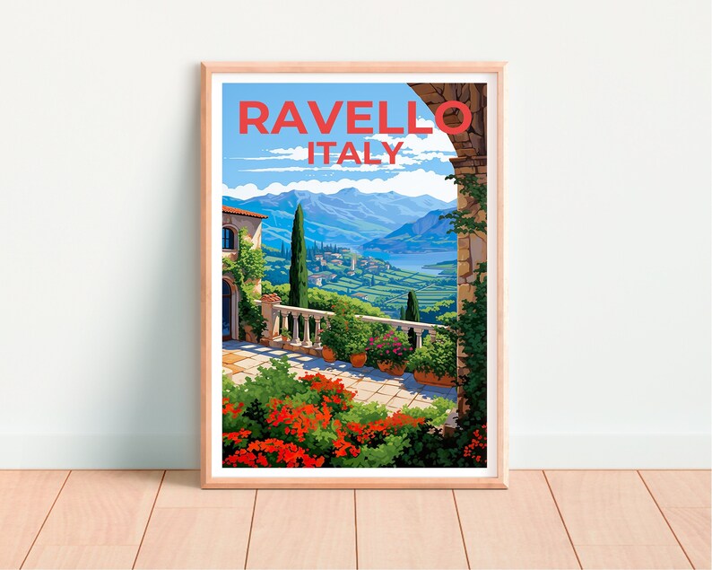 Ravello Travel Poster, Italy Wall Art, Italy Print, Ravello Poster, Italy Poster, City Poster, Ravello Art