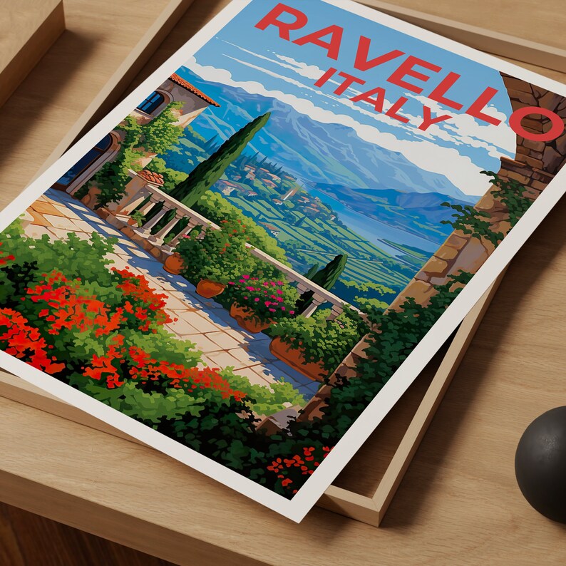 Ravello Travel Poster, Italy Wall Art, Italy Print, Ravello Poster, Italy Poster, City Poster, Ravello Art
