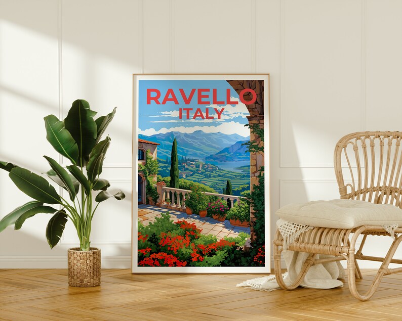 Ravello Travel Poster, Italy Wall Art, Italy Print, Ravello Poster, Italy Poster, City Poster, Ravello Art