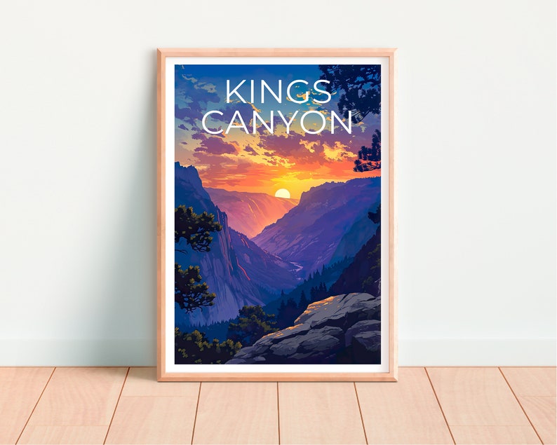Affiche de voyage Kings Canyon, art mural de Californie, impression de Californie, affiche Kings Canyon, affiche de Californie, affiche de nature, art Kings Canyon