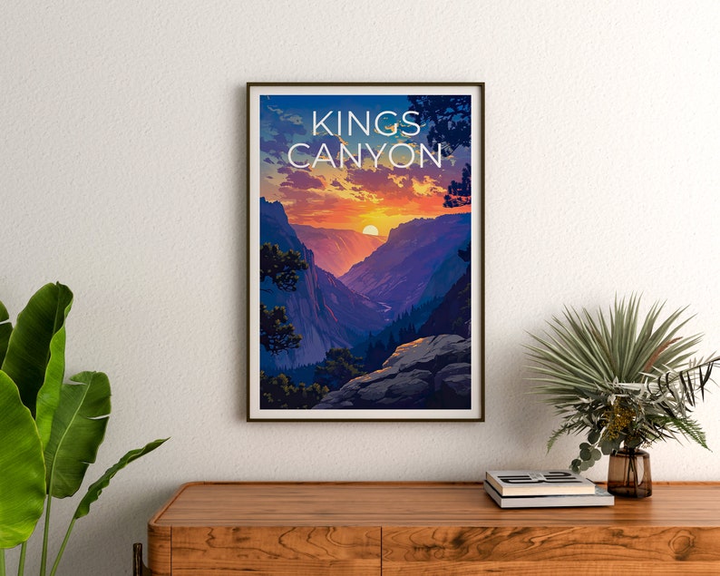 Affiche de voyage Kings Canyon, art mural de Californie, impression de Californie, affiche Kings Canyon, affiche de Californie, affiche de nature, art Kings Canyon
