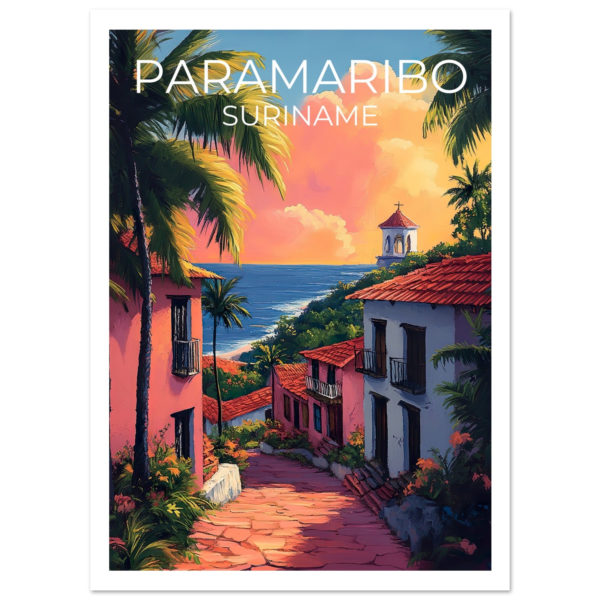 Paramaribo Travel Print, Suriname Poster, Coast Wall Art, South America Illustration, Paramaribo Poster, Home Decor, Birthday Gift