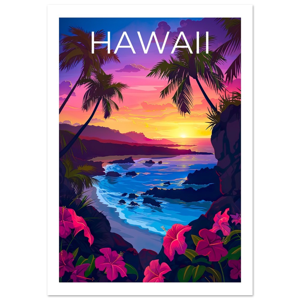 Hawaii Poster, Hawaii Print, Tropical Island Poster, Island Print, Hawaii Travel Poster, Hiking Poster, Hawaii Art