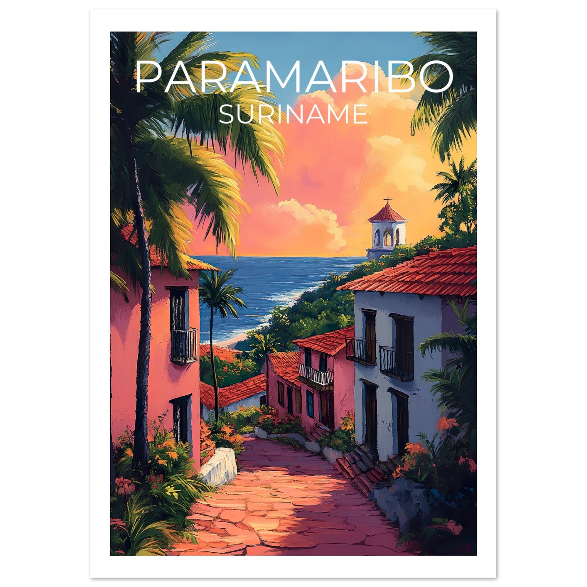 Paramaribo Travel Print, Suriname Poster, Coast Wall Art, South America Illustration, Paramaribo Poster, Home Decor, Birthday Gift