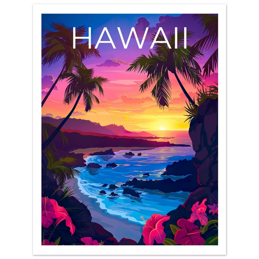 Hawaii Poster, Hawaii Print, Tropical Island Poster, Island Print, Hawaii Travel Poster, Hiking Poster, Hawaii Art