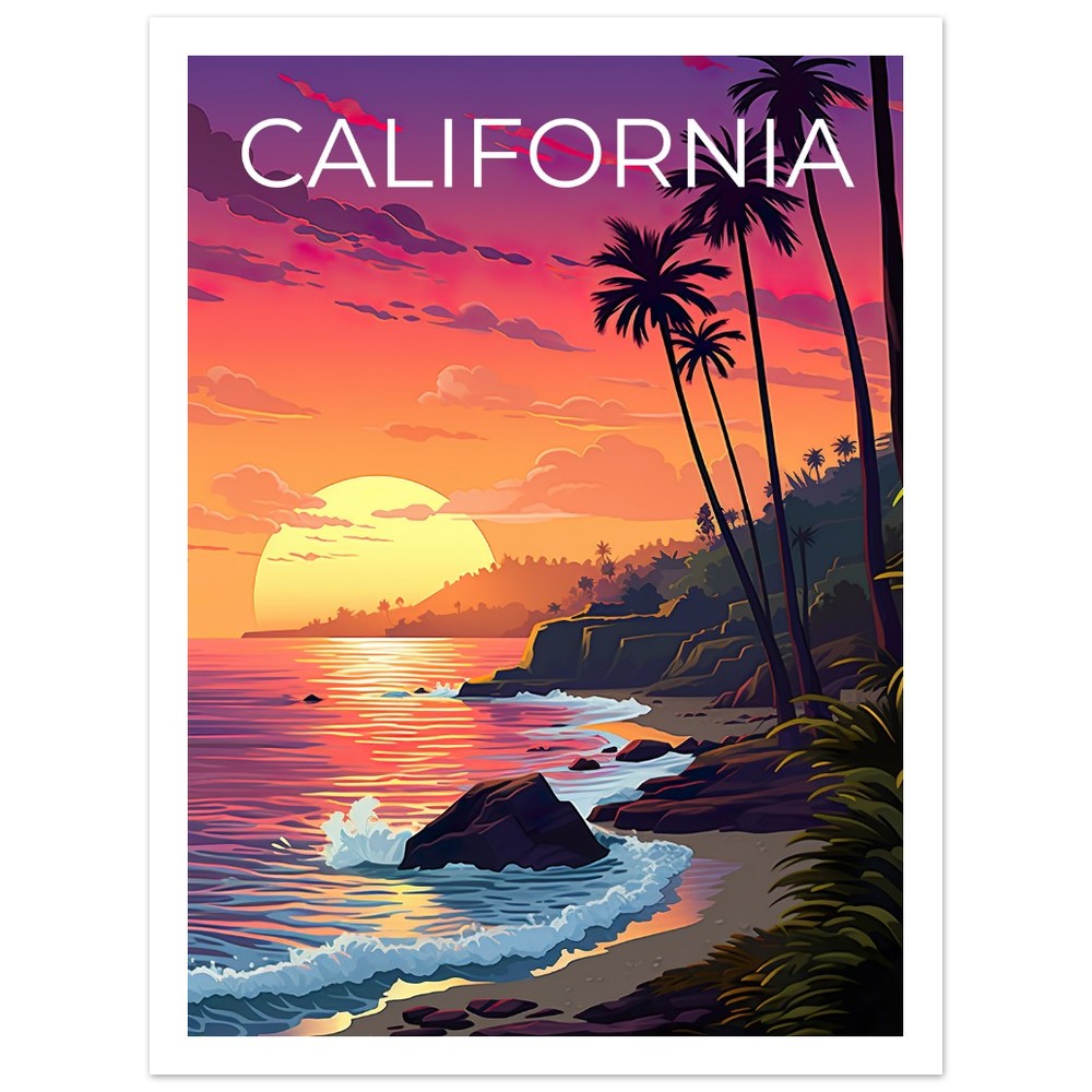 Affiche de voyage en Californie, art mural côtier, impression côtière, affiche de Californie, affiche côtière, affiche nature, art de la Californie