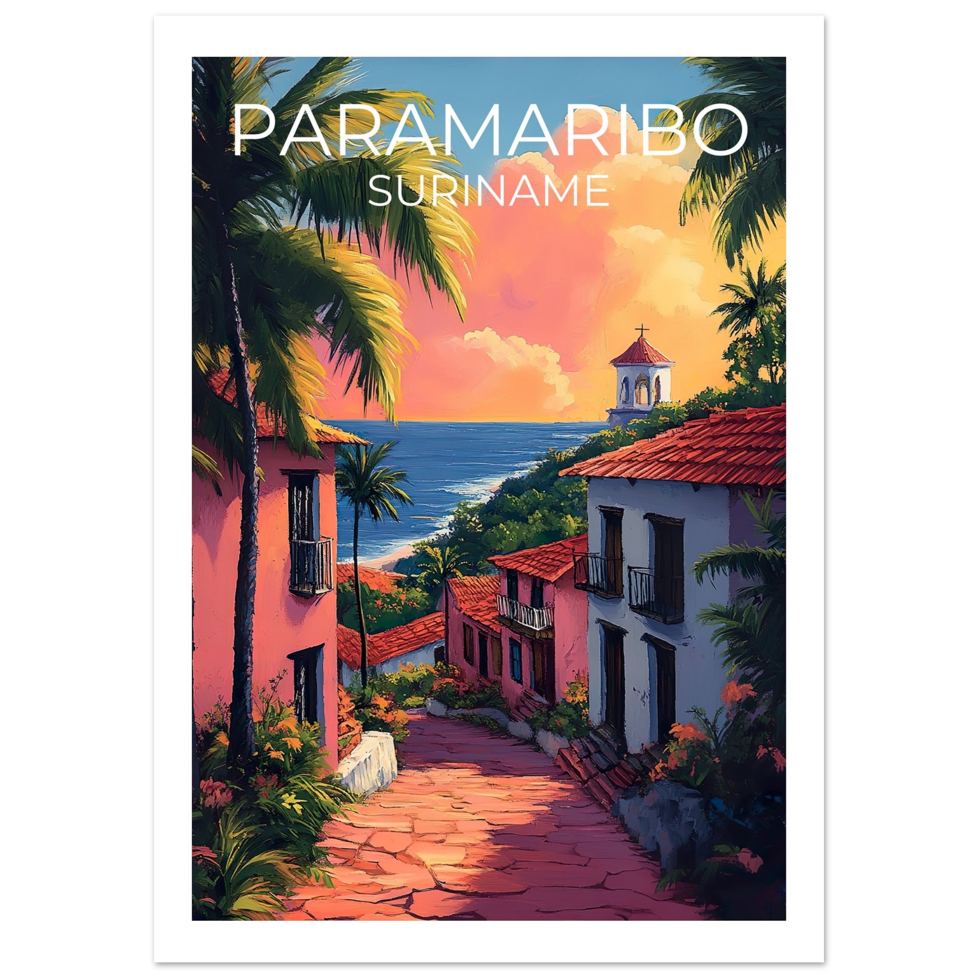 Paramaribo Travel Print, Suriname Poster, Coast Wall Art, South America Illustration, Paramaribo Poster, Home Decor, Birthday Gift