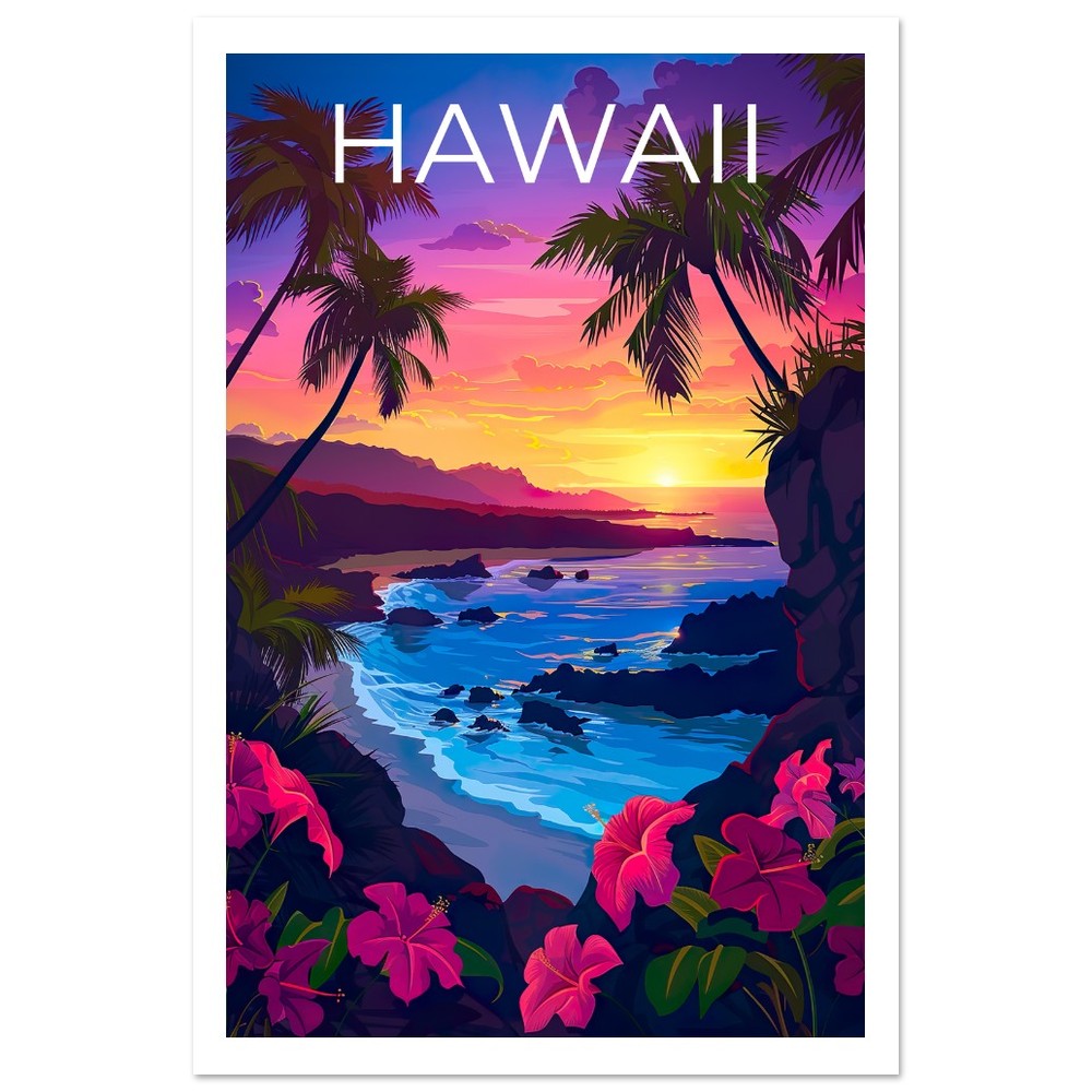 Hawaii Poster, Hawaii Print, Tropical Island Poster, Island Print, Hawaii Travel Poster, Hiking Poster, Hawaii Art