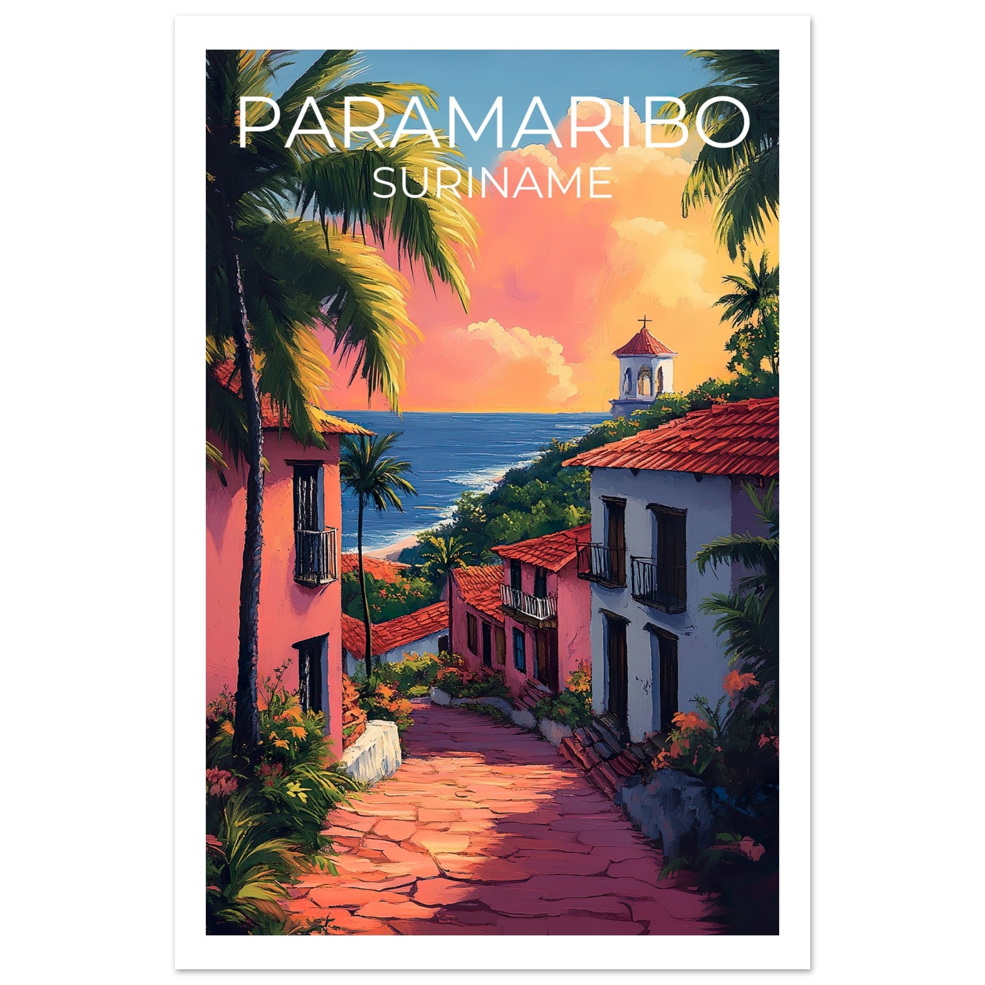 Paramaribo Travel Print, Suriname Poster, Coast Wall Art, South America Illustration, Paramaribo Poster, Home Decor, Birthday Gift