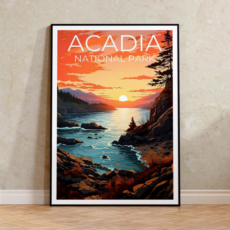 Acadia Travel Poster, Maine Art, Maine Print, Acadia Poster, Maine Poster, Nature Poster, Acadia Art