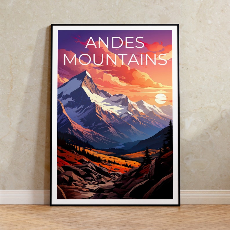 Andes Travel Poster, South America Wall Art, South America Print, Andes Poster, Mountain Poster, Nature Poster, Andes Art