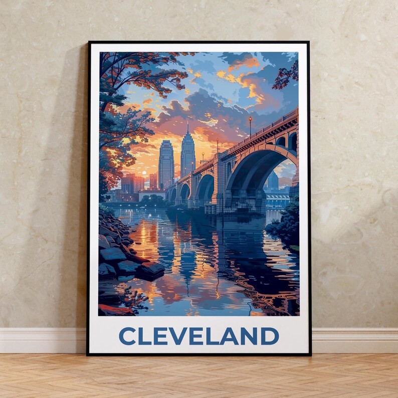 Cleveland Print, Ohio Poster, City Art, Cleveland Illustration, Cleveland Poster, Cleveland Ohio Gift, Birthday Gift