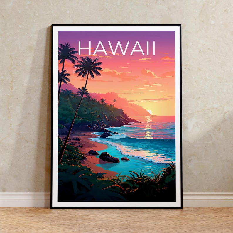 Hawaii Poster, Beach Print, Hawaii Art, Kauai Print, Hawaii Beach Poster, Hawaii Gift, Travel Gift