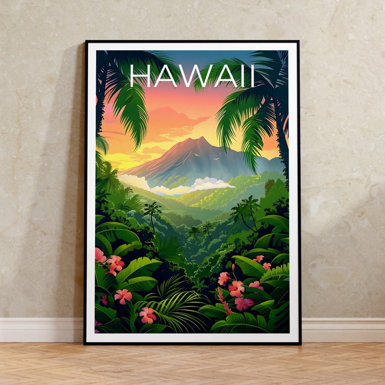 Hawaii Poster, Hawaii Print, Tropical Island Poster, Island Print, Hawaii Travel Poster, Hiking Poster, Hawaii Art