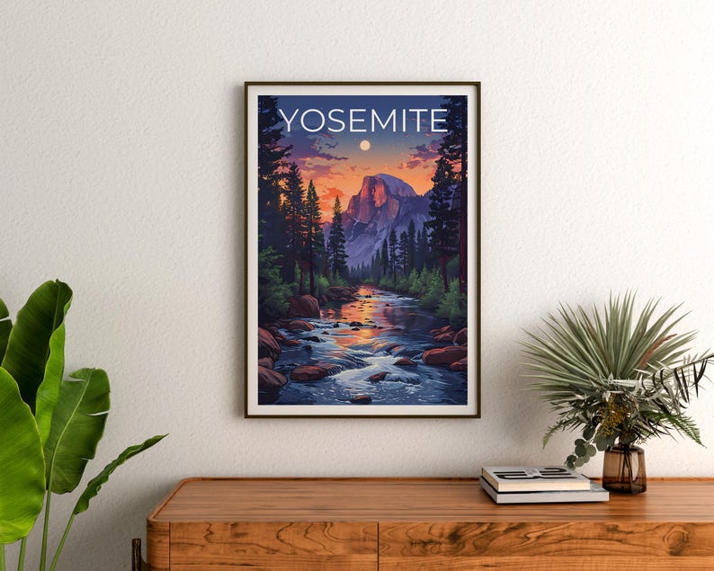 Affiche Yosemite, Impression Yosemite, Affiche Half Dome, Art Half Dome, Impression Half Dome, Affiche de voyage Yosemite, Affiche du parc national