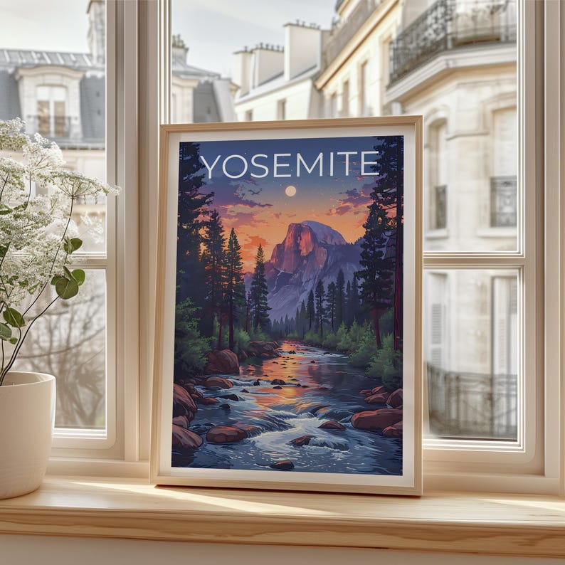 Affiche Yosemite, Impression Yosemite, Affiche Half Dome, Art Half Dome, Impression Half Dome, Affiche de voyage Yosemite, Affiche du parc national