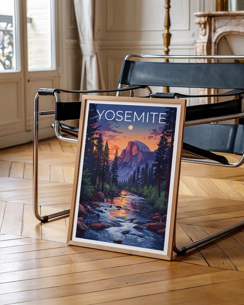 Affiche Yosemite, Impression Yosemite, Affiche Half Dome, Art Half Dome, Impression Half Dome, Affiche de voyage Yosemite, Affiche du parc national