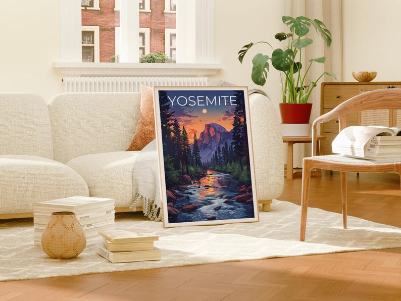 Affiche Yosemite, Impression Yosemite, Affiche Half Dome, Art Half Dome, Impression Half Dome, Affiche de voyage Yosemite, Affiche du parc national
