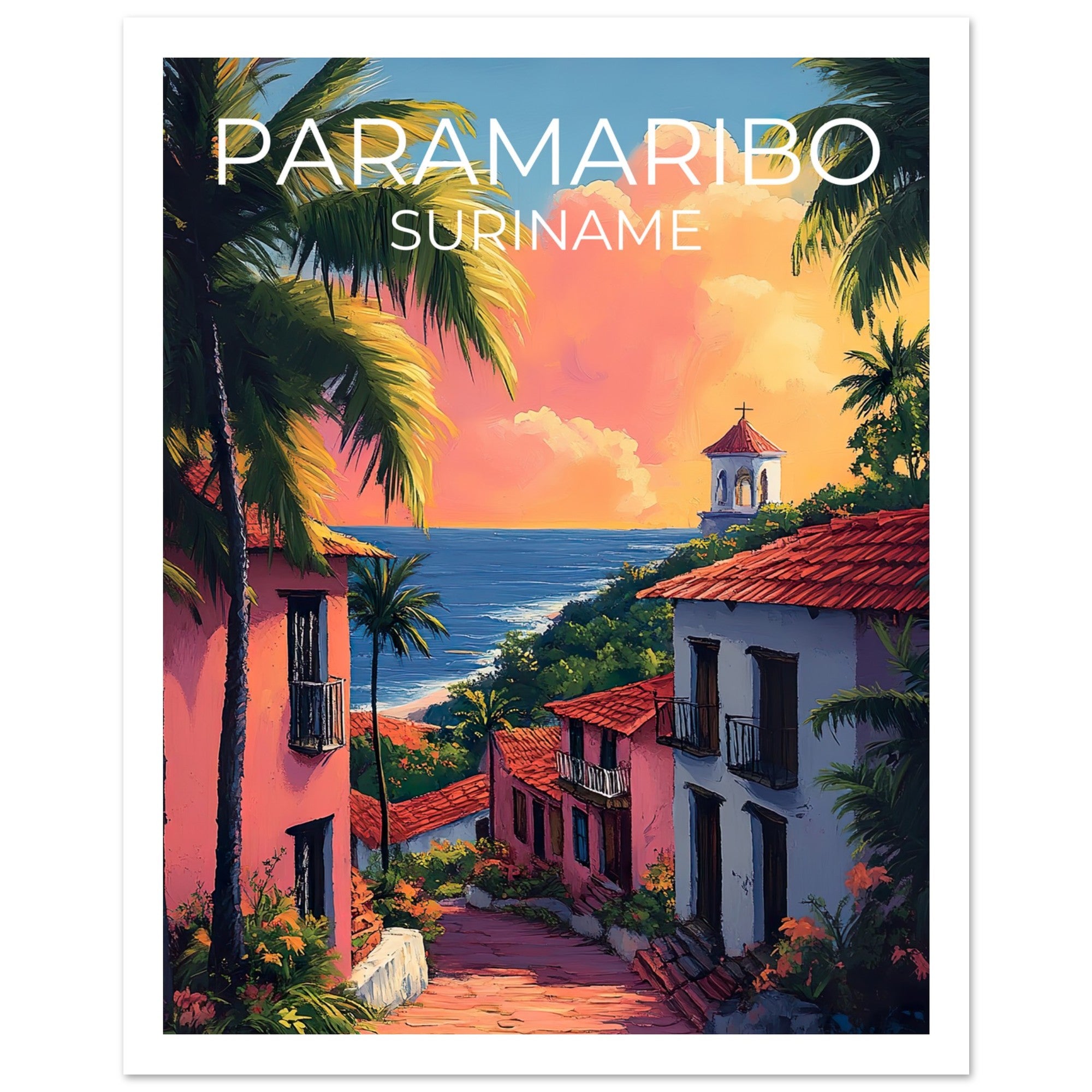 Paramaribo Travel Print, Suriname Poster, Coast Wall Art, South America Illustration, Paramaribo Poster, Home Decor, Birthday Gift