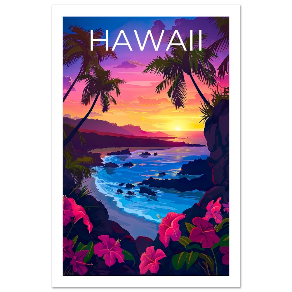 Hawaii Poster, Hawaii Print, Tropical Island Poster, Island Print, Hawaii Travel Poster, Hiking Poster, Hawaii Art