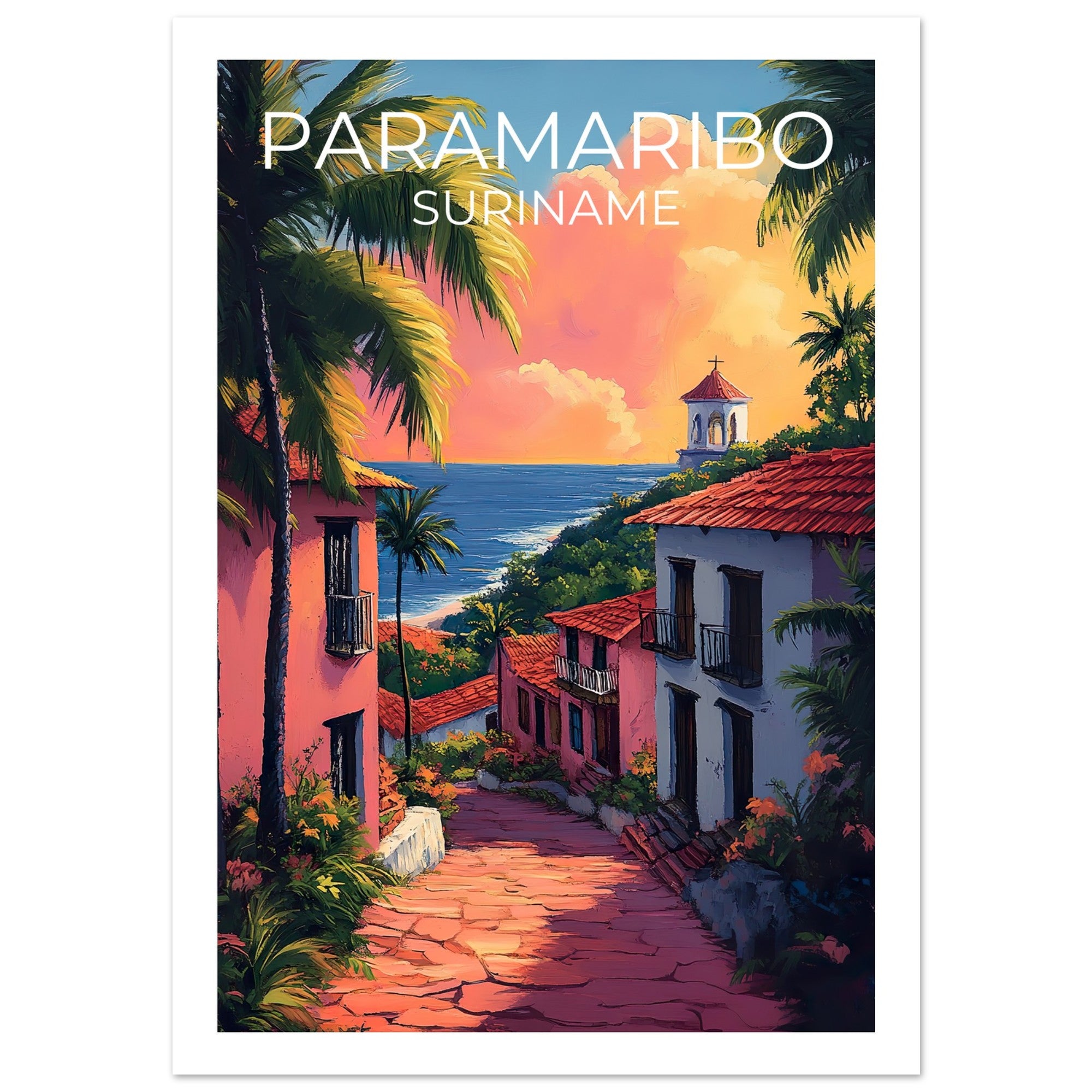 Paramaribo Travel Print, Suriname Poster, Coast Wall Art, South America Illustration, Paramaribo Poster, Home Decor, Birthday Gift