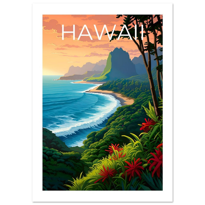 Hawaii Poster, Hawaii Print, Tropical Island Art, Hawaii Island Print, Hawaii Travel Poster, Hawaii Beach Poster