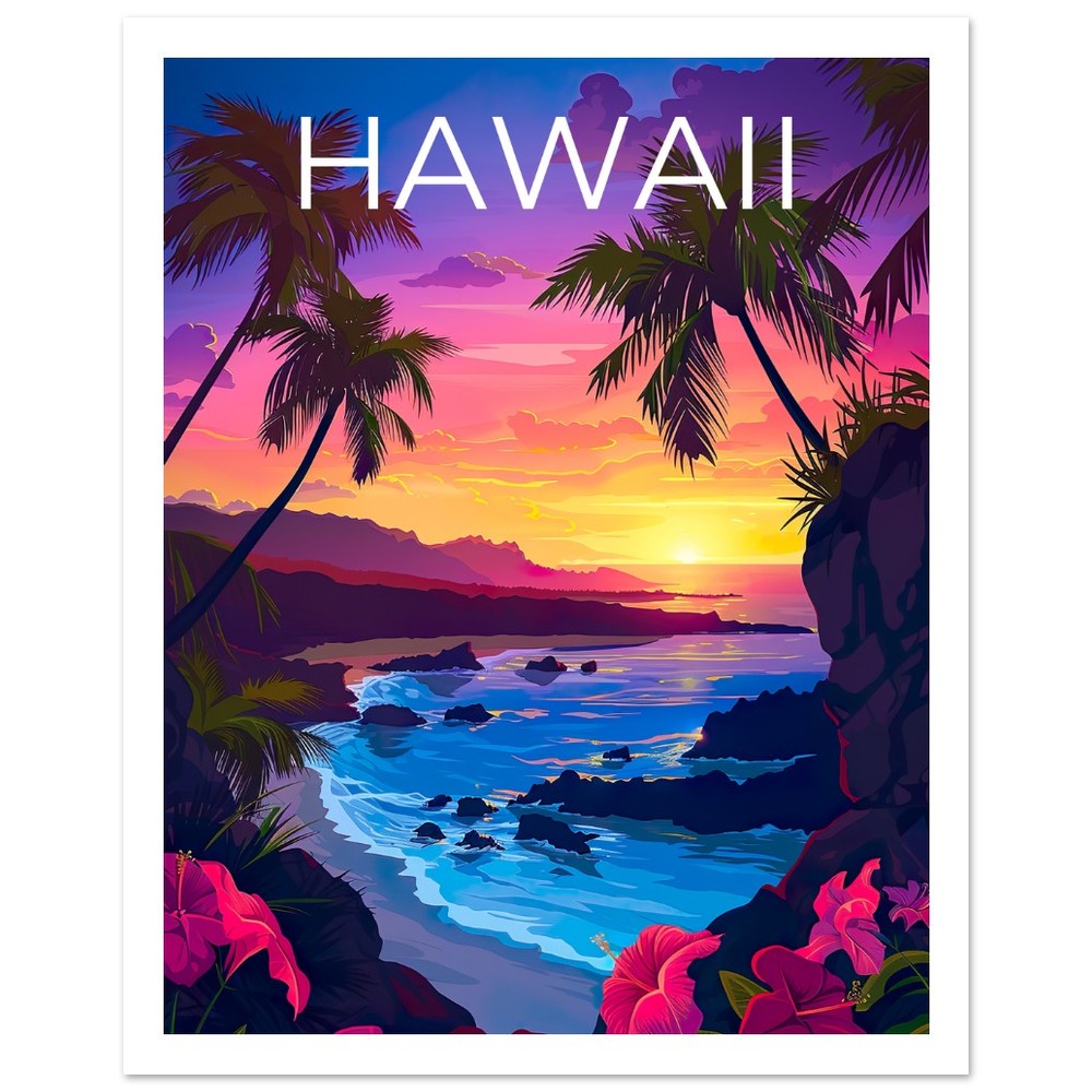 Hawaii Poster, Hawaii Print, Tropical Island Poster, Island Print, Hawaii Travel Poster, Hiking Poster, Hawaii Art