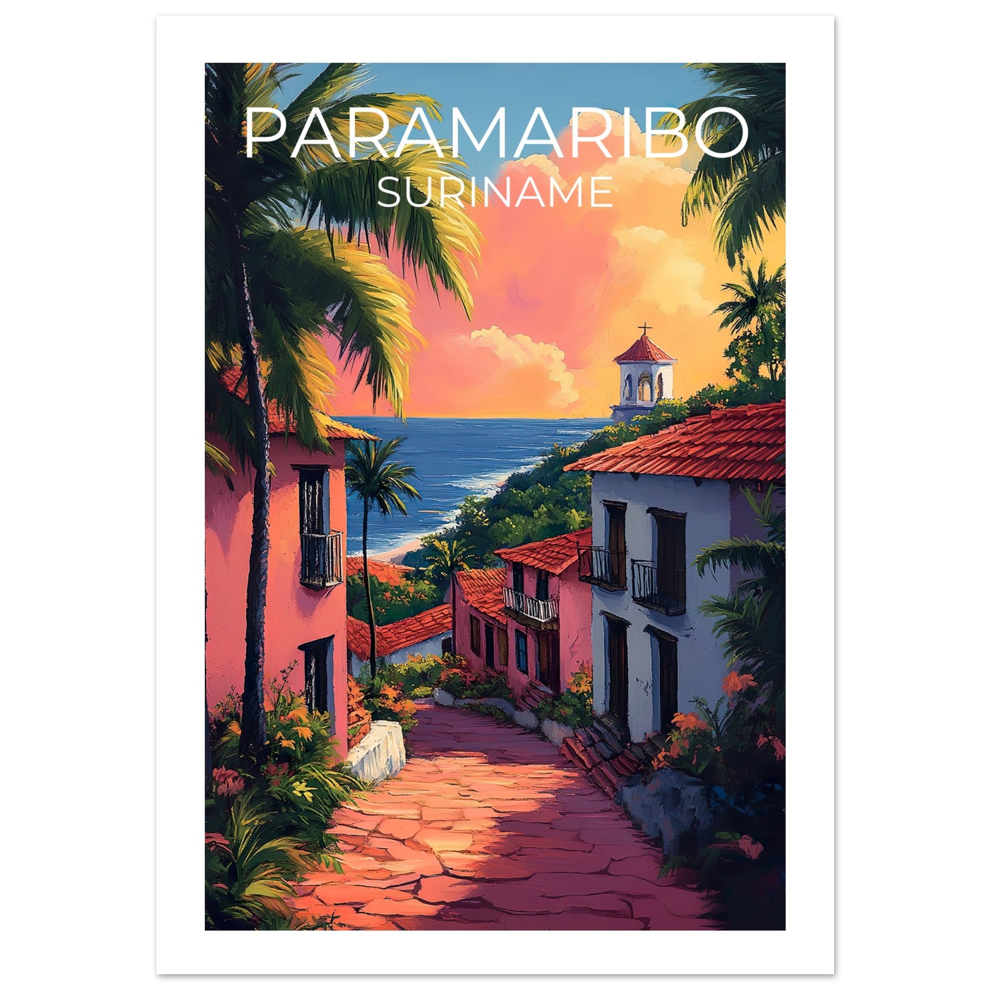 Paramaribo Travel Print, Suriname Poster, Coast Wall Art, South America Illustration, Paramaribo Poster, Home Decor, Birthday Gift
