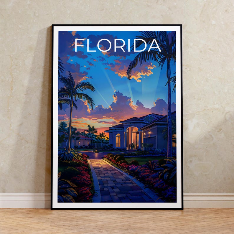 Florida Poster, Florida Travel Print, Coastal Art, House Print, Coastal Poster, Florida Gift, Florida Print