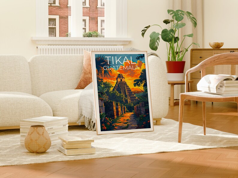 Tikal Poster, Tikal Print, Guatemala Art, Guatemala Print, Tikal Travel Poster, Guatemala Poster, Tikal Art