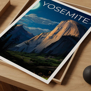 Affiche de voyage Yosemite, Art mural Half Dome, Impression Half Dome, Affiche Yosemite, Affiche Californie, Affiche Nature, Art Yosemite