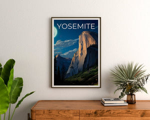 Affiche de voyage Yosemite, Art mural Half Dome, Impression Half Dome, Affiche Yosemite, Affiche Californie, Affiche Nature, Art Yosemite
