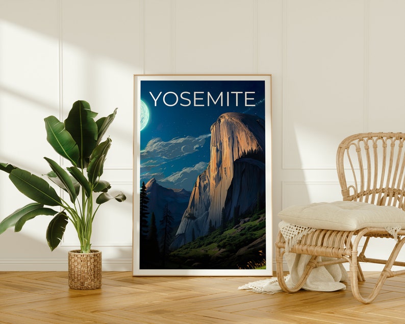 Affiche de voyage Yosemite, Art mural Half Dome, Impression Half Dome, Affiche Yosemite, Affiche Californie, Affiche Nature, Art Yosemite