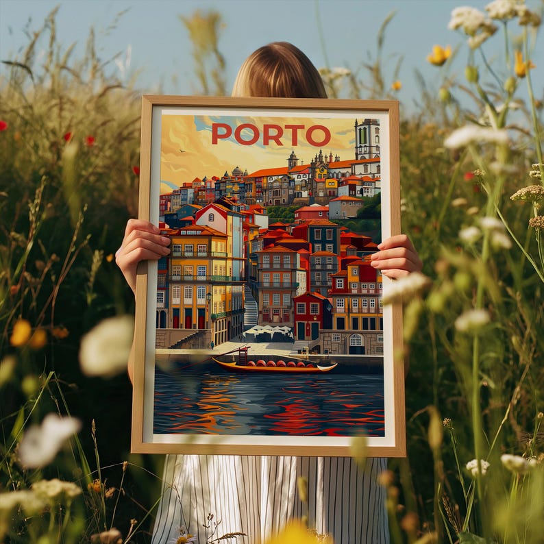 Porto Poster, Portugal Travel Print, Porto Cityscape Art, Port City Illustration, Europe Poster, Scenic Wall Art, Home Decor, Birthday Gift