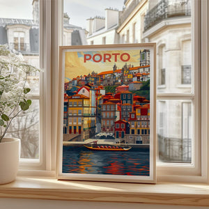 Porto Poster, Portugal Travel Print, Porto Cityscape Art, Port City Illustration, Europe Poster, Scenic Wall Art, Home Decor, Birthday Gift
