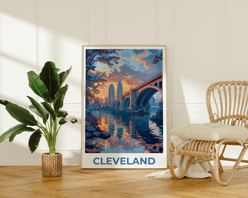 Cleveland Print, Ohio Poster, City Art, Cleveland Illustration, Cleveland Poster, Cleveland Ohio Gift,  Birthday Gift