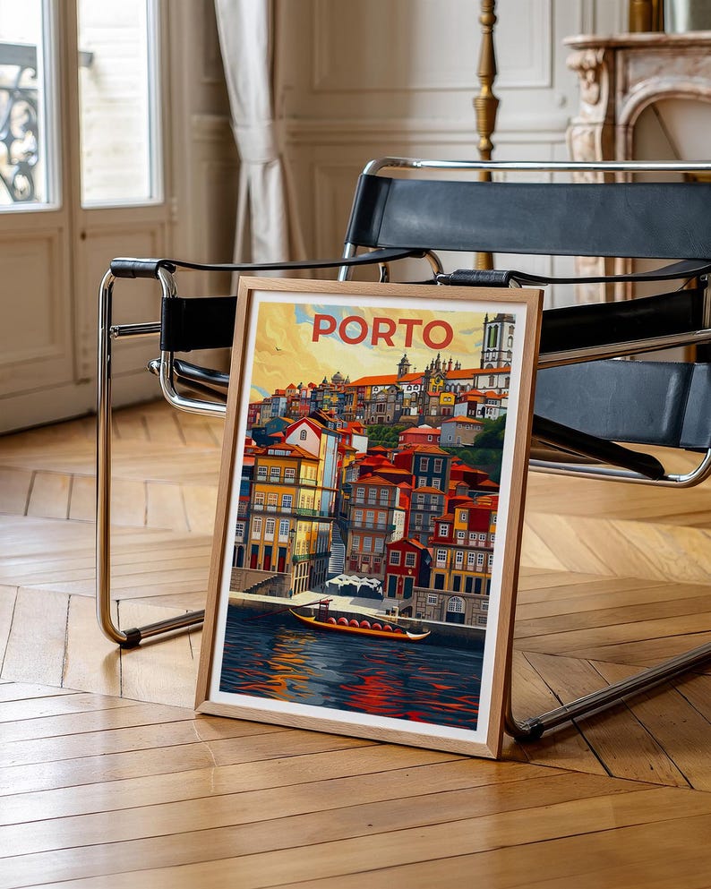 Porto Poster, Portugal Travel Print, Porto Cityscape Art, Port City Illustration, Europe Poster, Scenic Wall Art, Home Decor, Birthday Gift