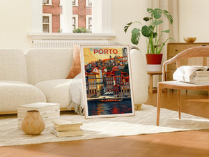 Porto Poster, Portugal Travel Print, Porto Cityscape Art, Port City Illustration, Europe Poster, Scenic Wall Art, Home Decor, Birthday Gift